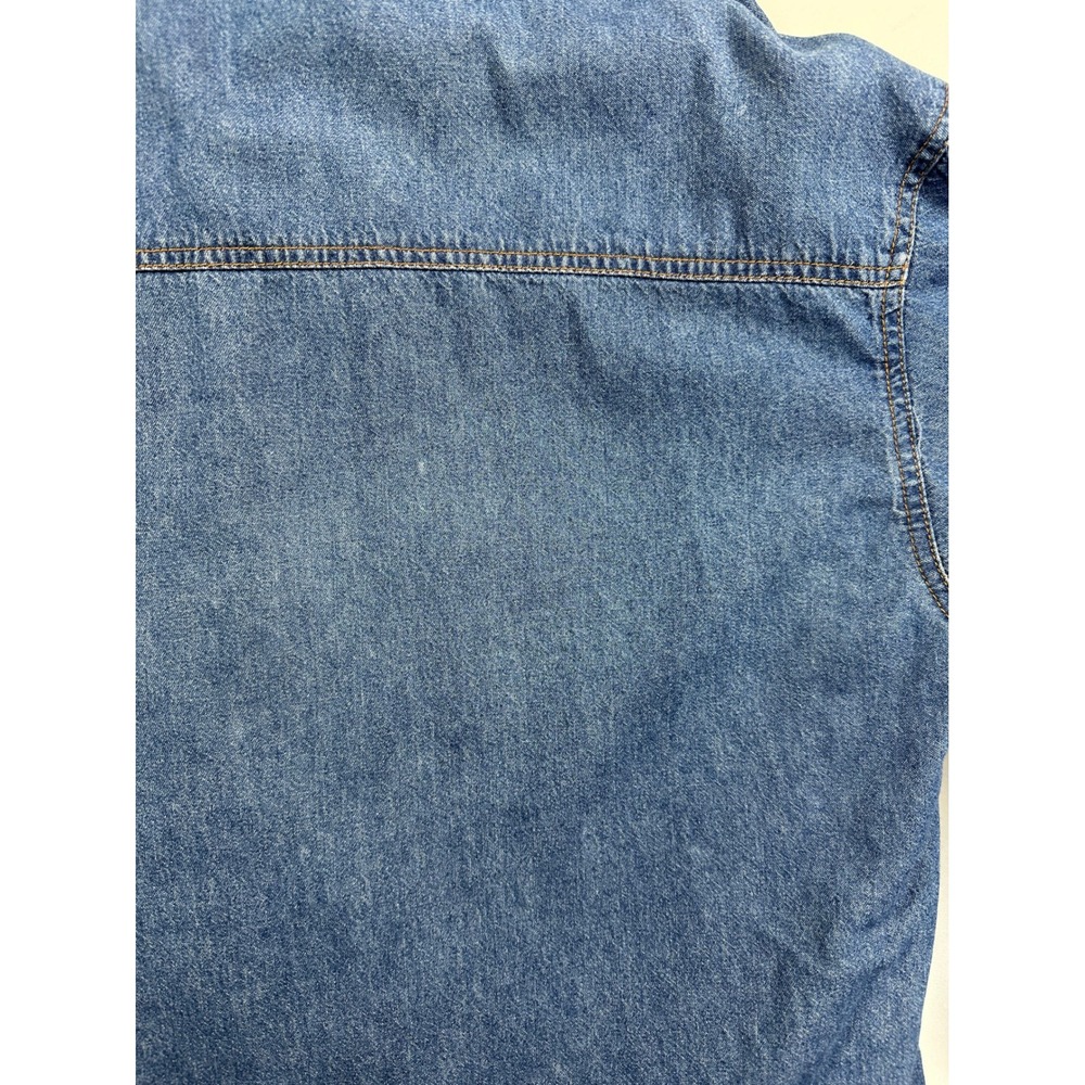Vintage Together Chambray Embroidered Teddy Bears Shirt Sz XL Trees Button Up - Picture 10 of 11